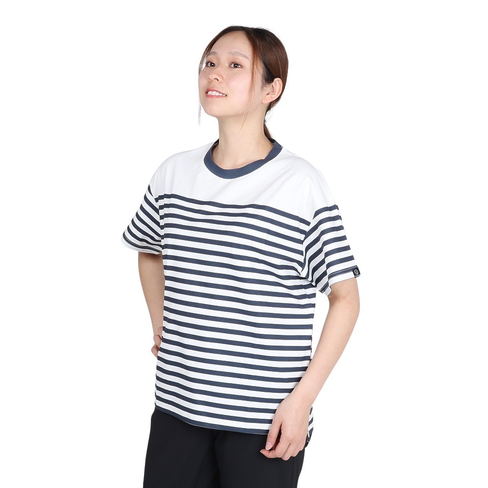 ホールアース（Whole Earth）（レディース）ボーダー 半袖Tシャツ WE2TDZ56 WHT