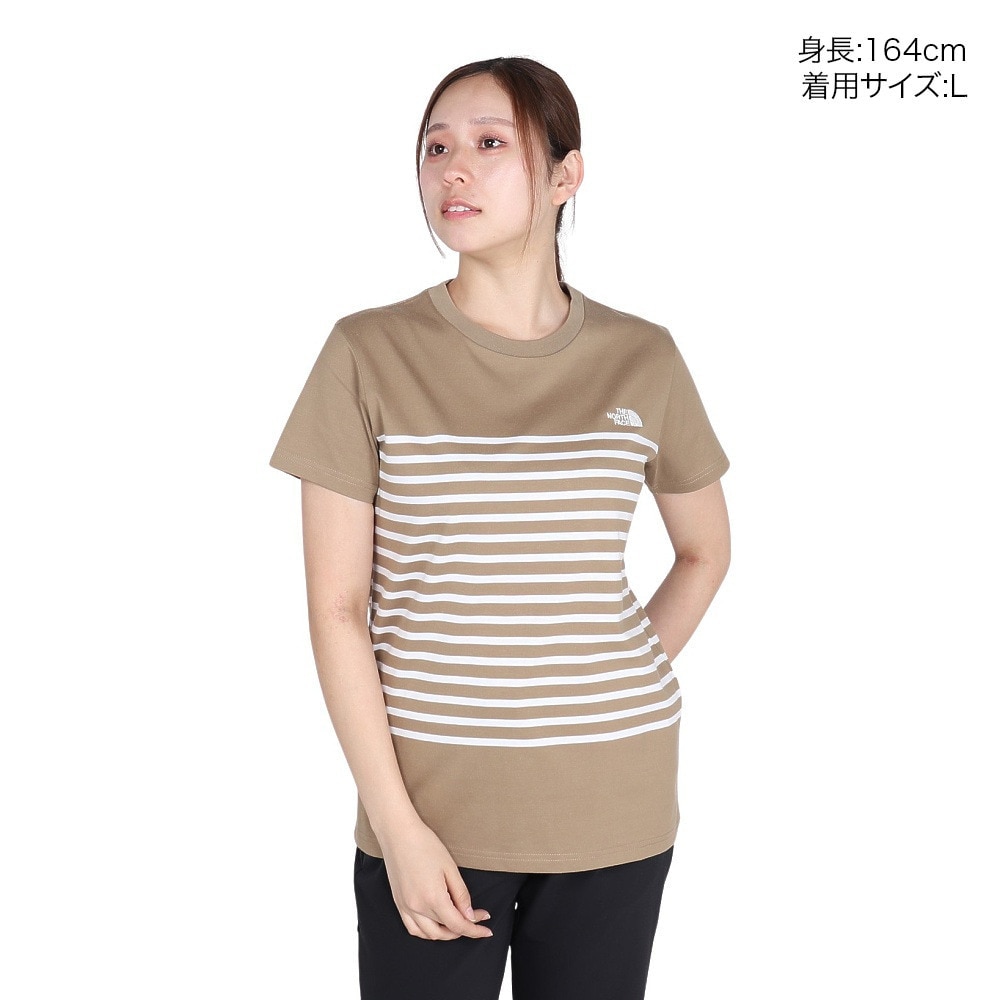 ザ・ノース・フェイス（THE NORTH FACE）（レディース）半袖Tシャツ ショートスリーブパネルボーダーティー NTW32406 CK カーキ 速乾