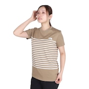 (レディース)半袖Tシャツ ショートスリーブパネルボーダーティー NTW32406 CK カーキ 速乾