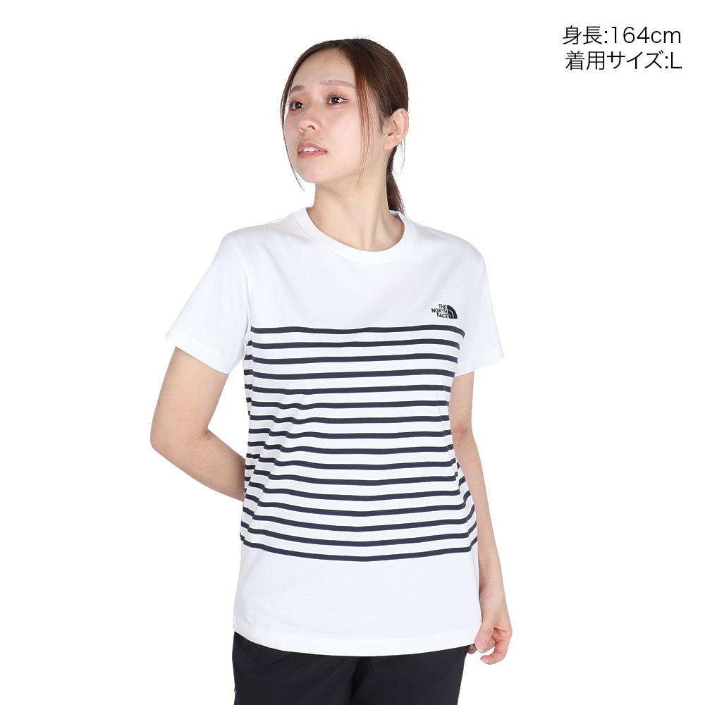 ザ・ノース・フェイス（THE NORTH FACE）（レディース）半袖Tシャツ ショートスリーブパネルボーダーティー NTW32406 W2 ホワイト 速乾