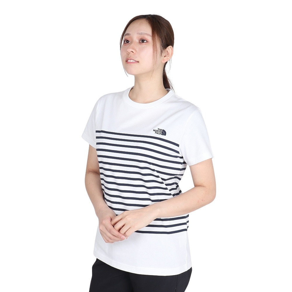 ザ・ノース・フェイス（THE NORTH FACE）（レディース）半袖Tシャツ ショートスリーブパネルボーダーティー NTW32406 W2 ホワイト 速乾