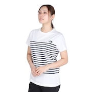 (レディース)半袖Tシャツ ショートスリーブパネルボーダーティー NTW32406 W2 ホワイト 速乾