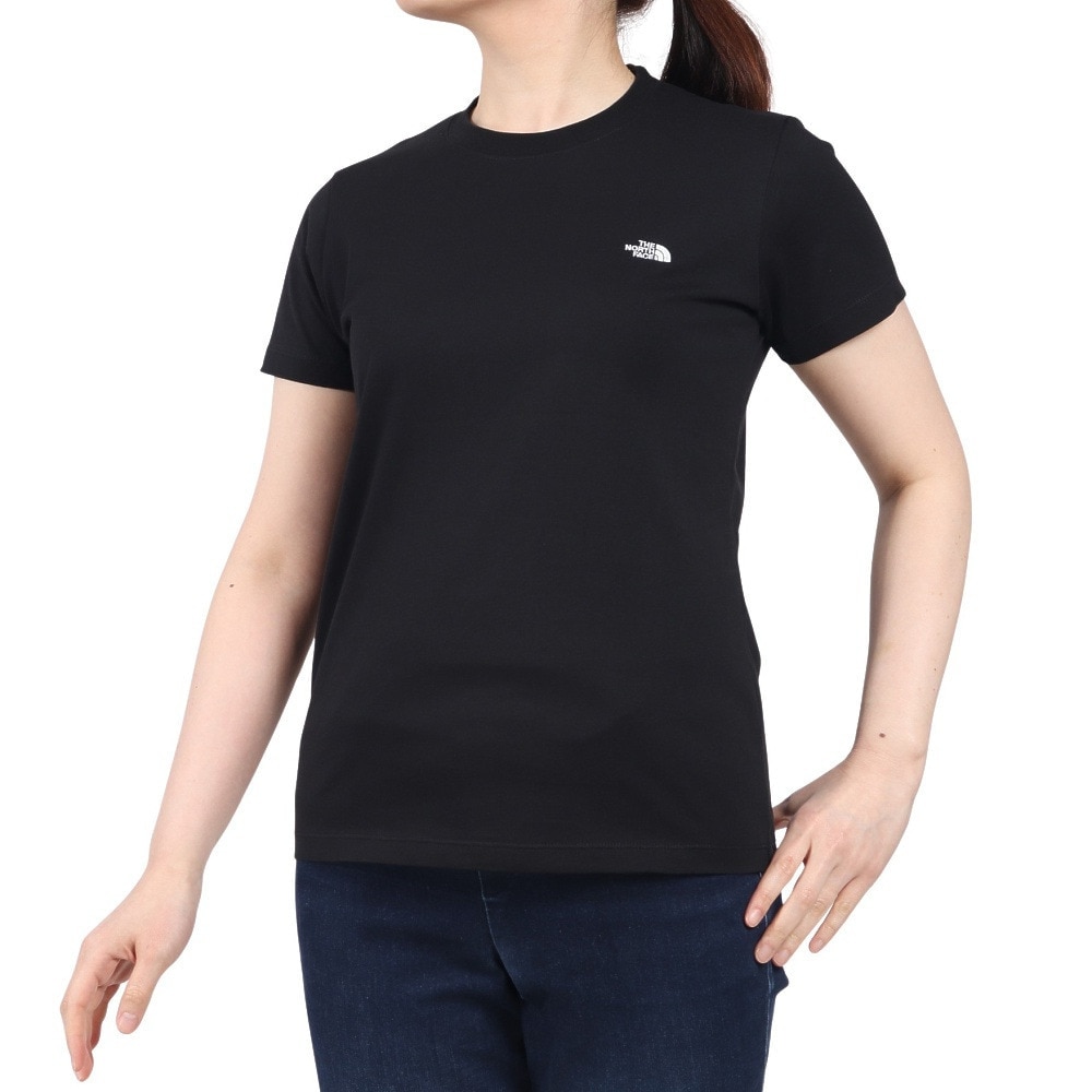 ザ・ノース・フェイス（THE NORTH FACE）（レディース）半袖Tシャツ フラッシュドライ スモール ロゴ コットン NTW32534 K ブラック
