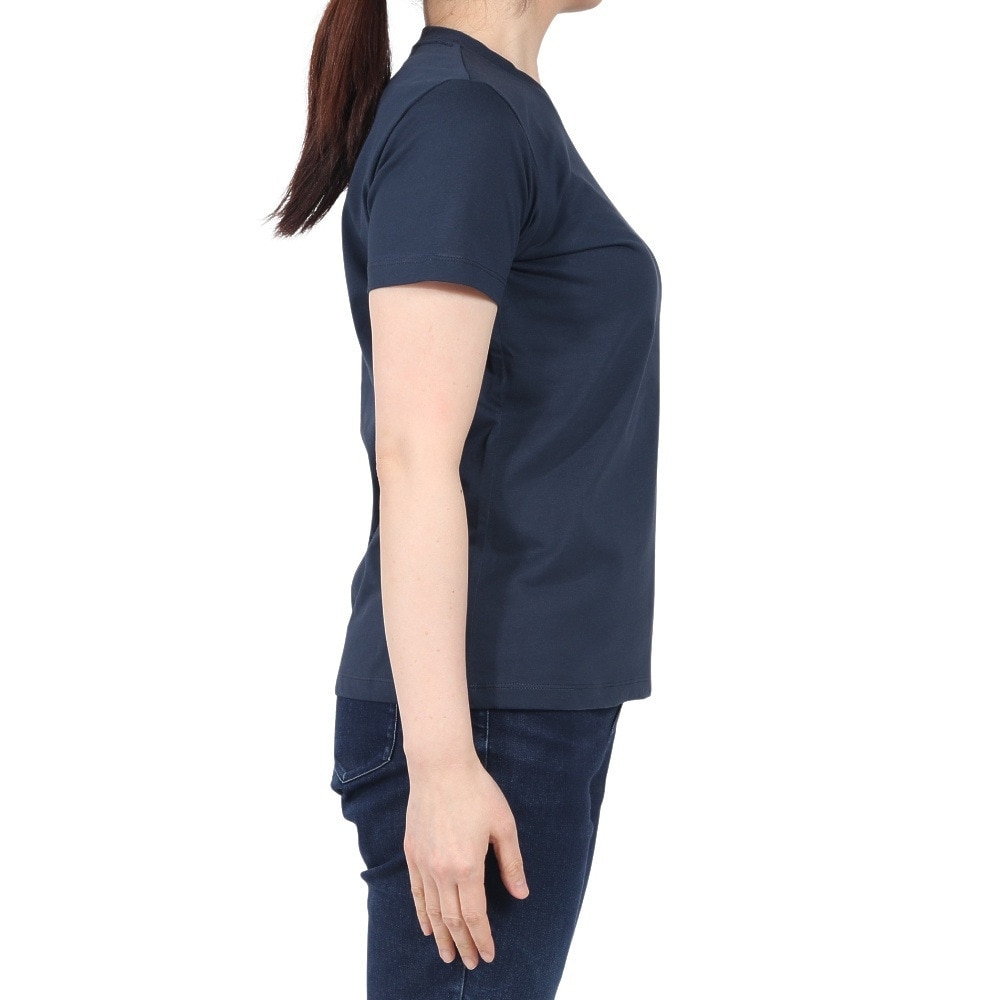 ザ・ノース・フェイス（THE NORTH FACE）（レディース）半袖Tシャツ フラッシュドライ スモール ロゴ コットン NTW32534 UN ネイビー