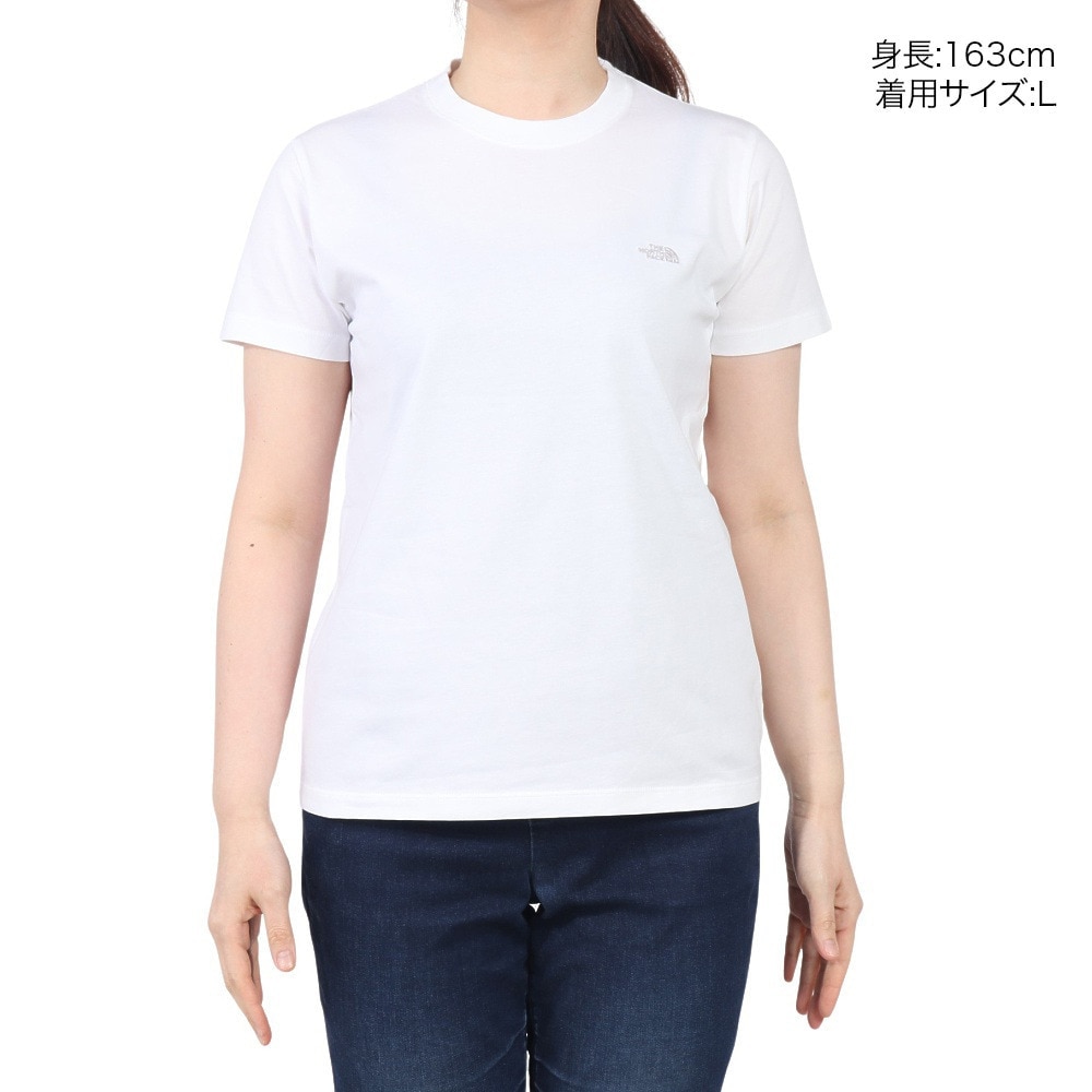 ザ・ノース・フェイス（THE NORTH FACE）（レディース）半袖Tシャツ フラッシュドライ スモール ロゴ コットン NTW32534 W ホワイト