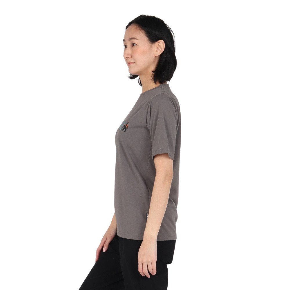 クリフメイヤー（KRIFF MAYER）（レディース）プリント半袖Tシャツ クマ W2547846X:17:CHARCOAL
