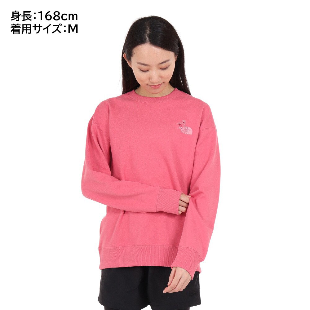 ノースフェイス（THE NORTH FACE）（レディース）トレーナー 長袖スウェット フラワーロゴクルー NT62335 LR ピンク