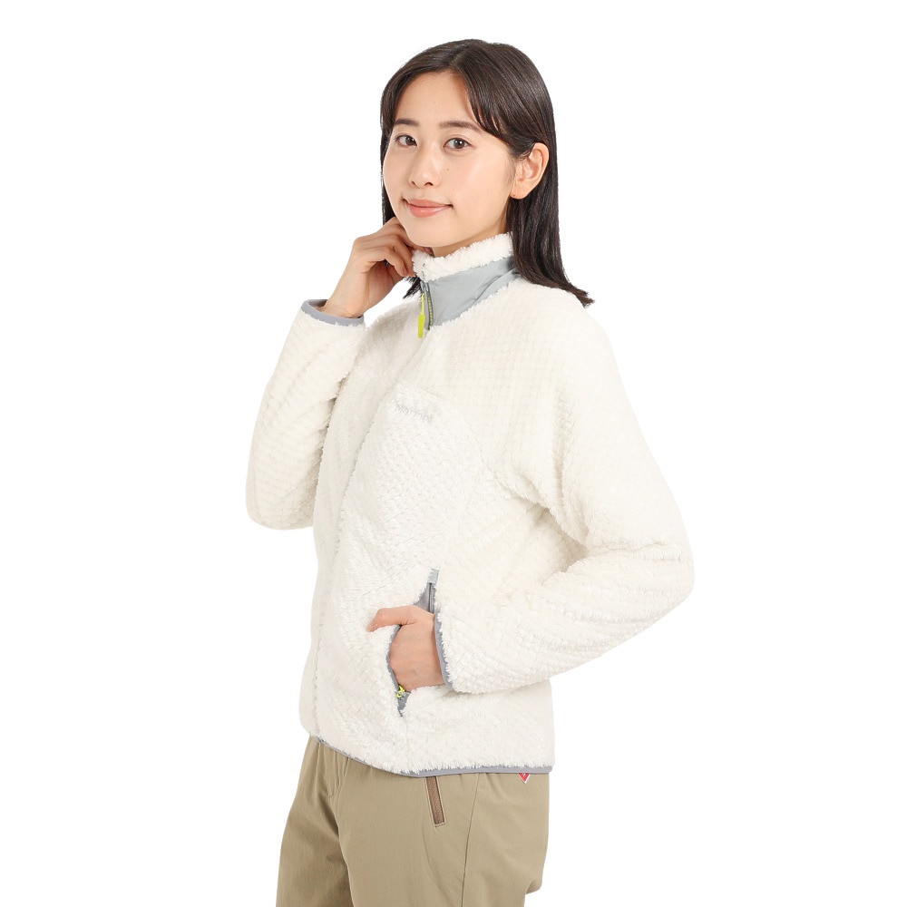 マーモット(Marmot)(レディース)ジップアップ フリース グレイシャーハイロフト フリースジャケット TOWUJL37 OPW ホワイト スタンドカラー アウトドア・キャンプ用品はエルブレス フリース 上着 83cm