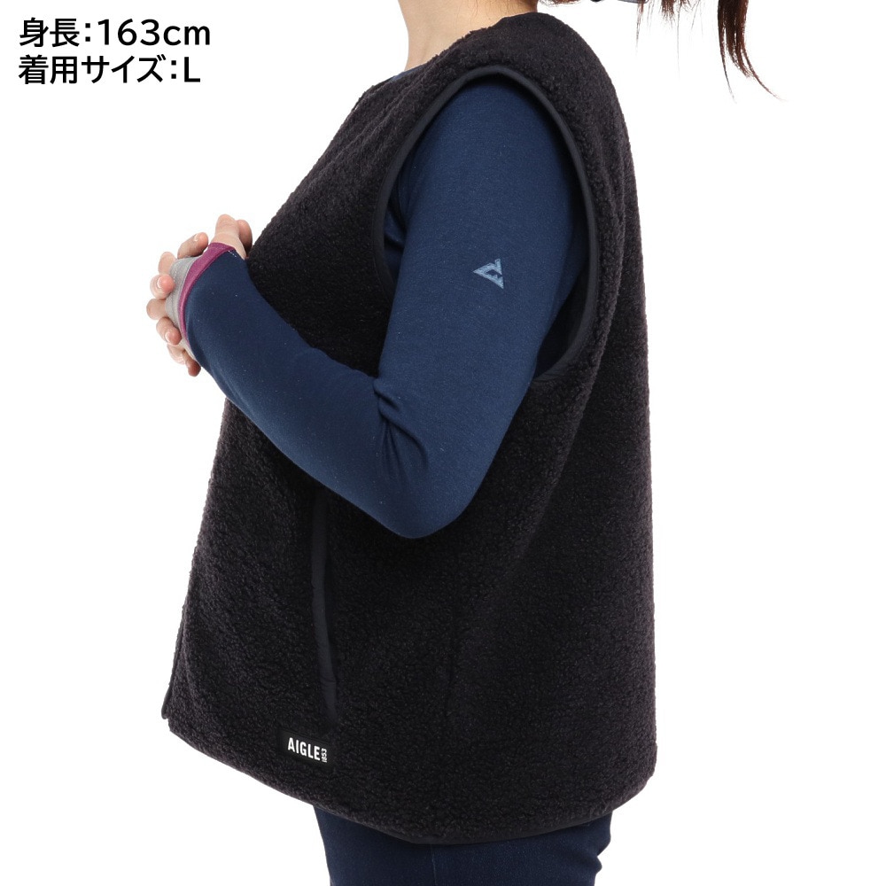エーグル(AIGLE)(レディース)フリースベスト 中綿 撥水 リバーシブル パデッドジャケット AAW22WOUI014 ZBFAD19-002 ブラック