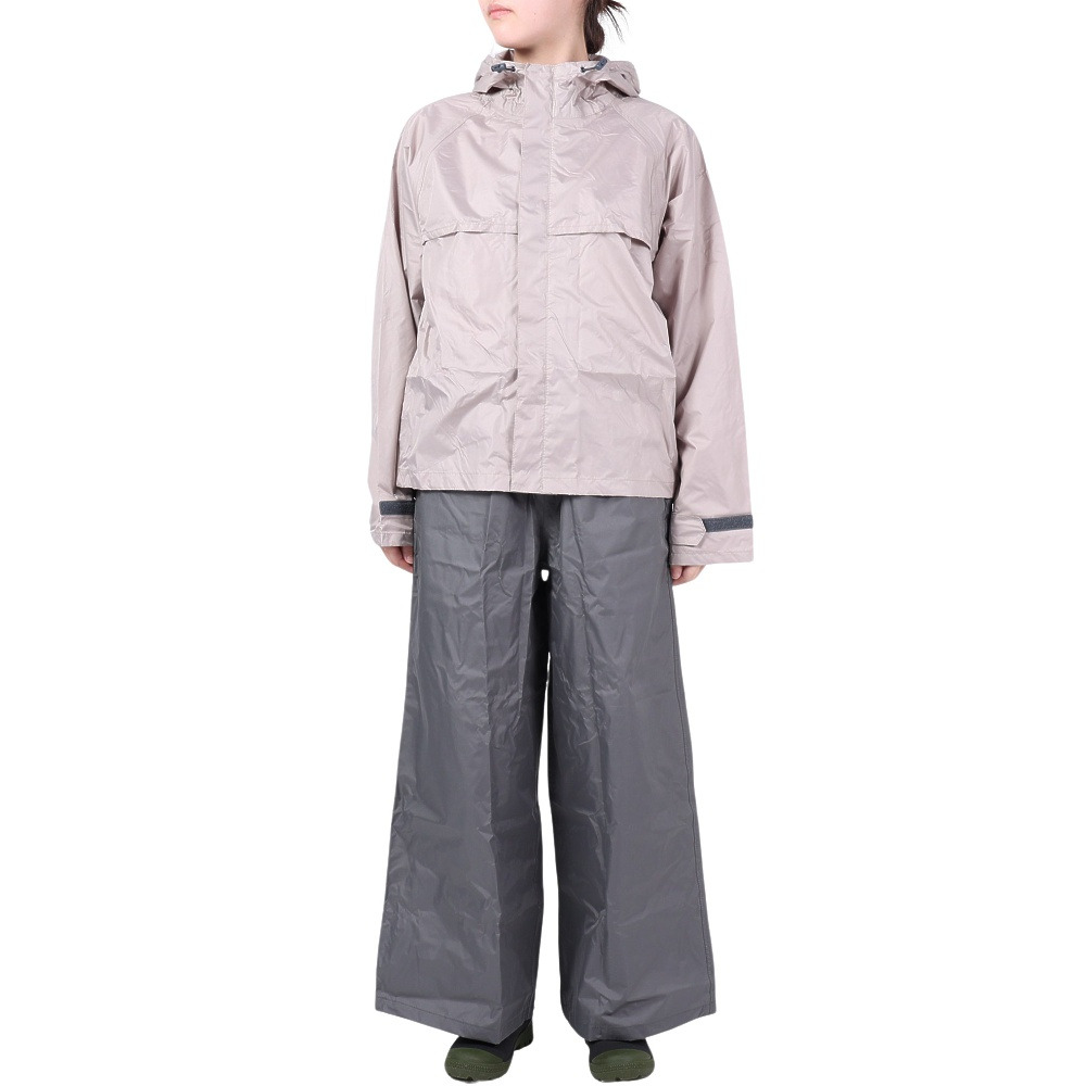 マック（Makku）（レディース）レインウェア 雨具 上下セット 耐水 透湿 ワイドレインスーツ AS-620 ベージュ 透明バイザー付き