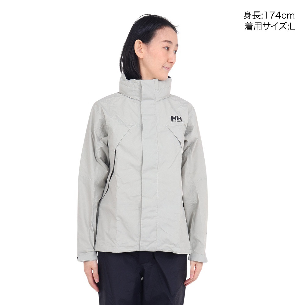 ヘリーハンセン（HELLY HANSEN）（レディース）ヘリーレインスーツ 上下セット HOE12311 PG グレー×ブラック 雨具 防水 収納袋付