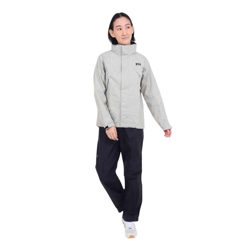 ヘリーハンセン（HELLY HANSEN）（レディース）ヘリーレインスーツ 上下セット HOE12311 PG グレー×ブラック 雨具 防水 収納袋付