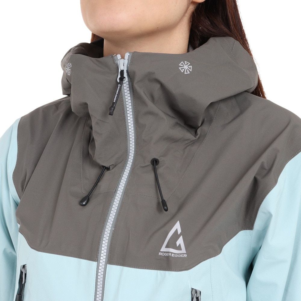 ロジャーエーガー（ROGEREGGER）（レディース）レインジャケット 雨具 防水 CLIMAセンサー W RE2STN562030CBL サックス 収納袋付 レインウェア