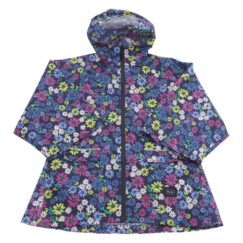 レインコート Sleeveレインポンチョ K71 137 レインポンチョ おしゃれ 青 ブルー 花柄レインウェア 防災 キウ エルブレス