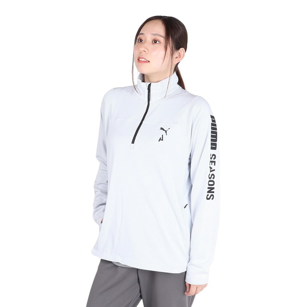プーマ（PUMA）（レディース）スポーツウェア 長袖 ハーフジップ 通気性 ランニング シーズンズ クォータジップ 524908 42 レインウェア