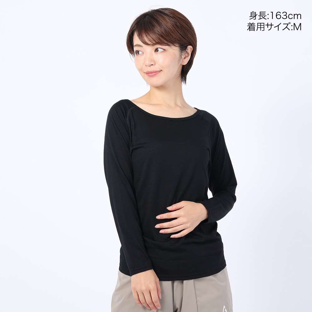ロジャーエーガー（ROGEREGGER）（レディース）スイスブランド メリノウール100% 長袖アンダー 長袖Tシャツ エボウールライト RE1FES562010BLK ブラック