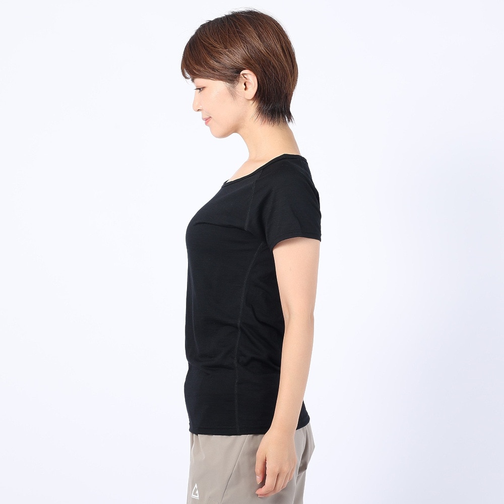 ロジャーエーガー（ROGEREGGER）（レディース）高品質 メリノウール100％ UV カット 防臭 半袖Tシャツ RE1FES562009BLK ブラック