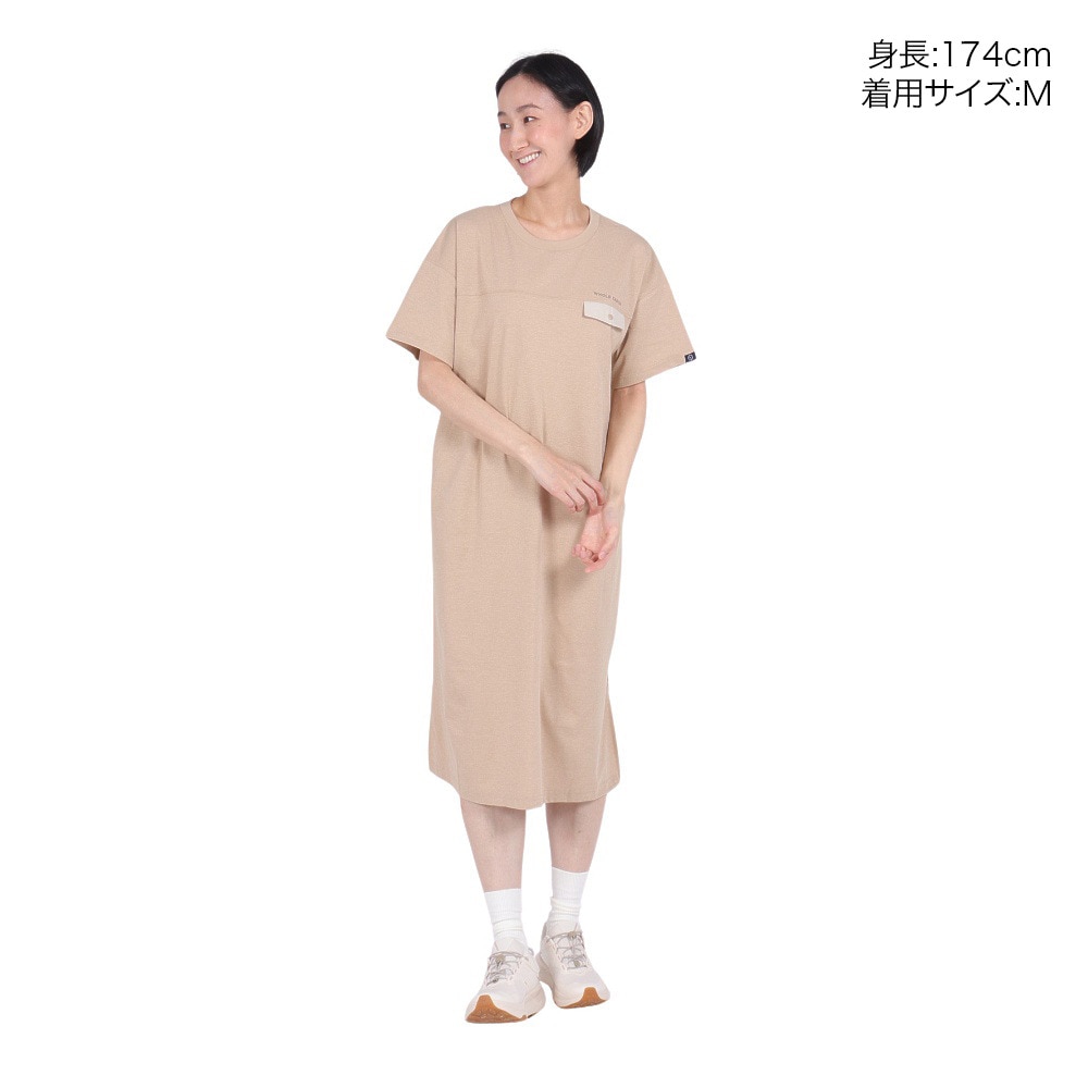 ホールアース（Whole Earth）（レディース）速乾 ストレッチ トレッキングウェア ワンピース Tシャツドレス WE2RDZ24 BEG