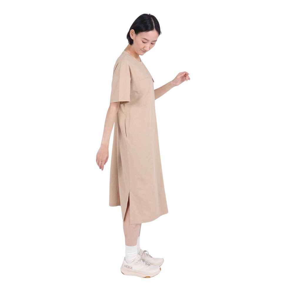 ホールアース（Whole Earth）（レディース）速乾 ストレッチ トレッキングウェア ワンピース Tシャツドレス WE2RDZ24 BEG