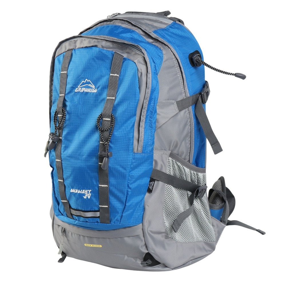 グローヒル（GROWHILL）（メンズ、レディース）バックパック リュック 登山 ハイキング デイライト 30L GTB-BP1001 BLU ブルー レインカバー内蔵 撥水
