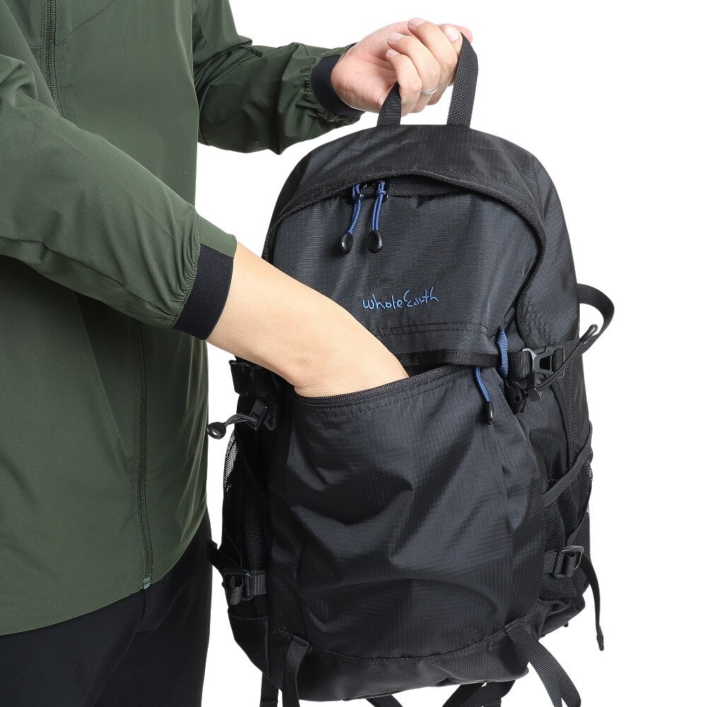 ホールアース（Whole Earth） リュック 25L バックパック WES17F04-9002 BLK バッグ レインカバー付き 防水カバー 自転車通勤 通学 登山