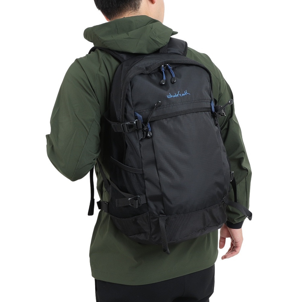 ホールアース（Whole Earth） リュック 25L バックパック WES17F04-9002 BLK バッグ レインカバー付き 防水カバー 自転車通勤 通学 登山