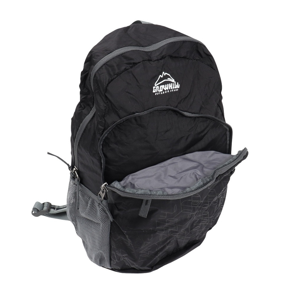 グローヒル（GROWHILL）（メンズ、レディース）バッグ バックパック リュック 折りたたみザック GTB-BP5001 BLK ブラック コンパクト収納 携帯用