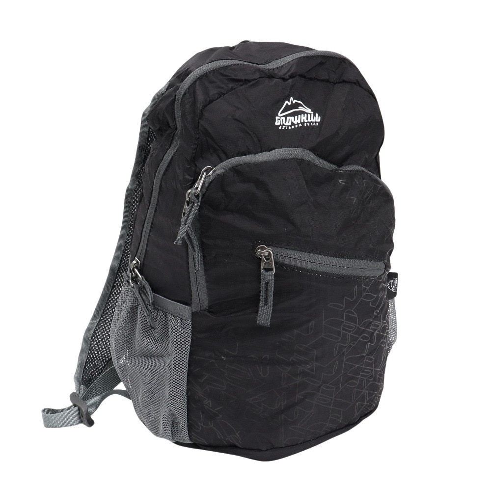 グローヒル（GROWHILL）（メンズ、レディース）バッグ バックパック リュック 折りたたみザック GTB-BP5001 BLK ブラック コンパクト収納 携帯用