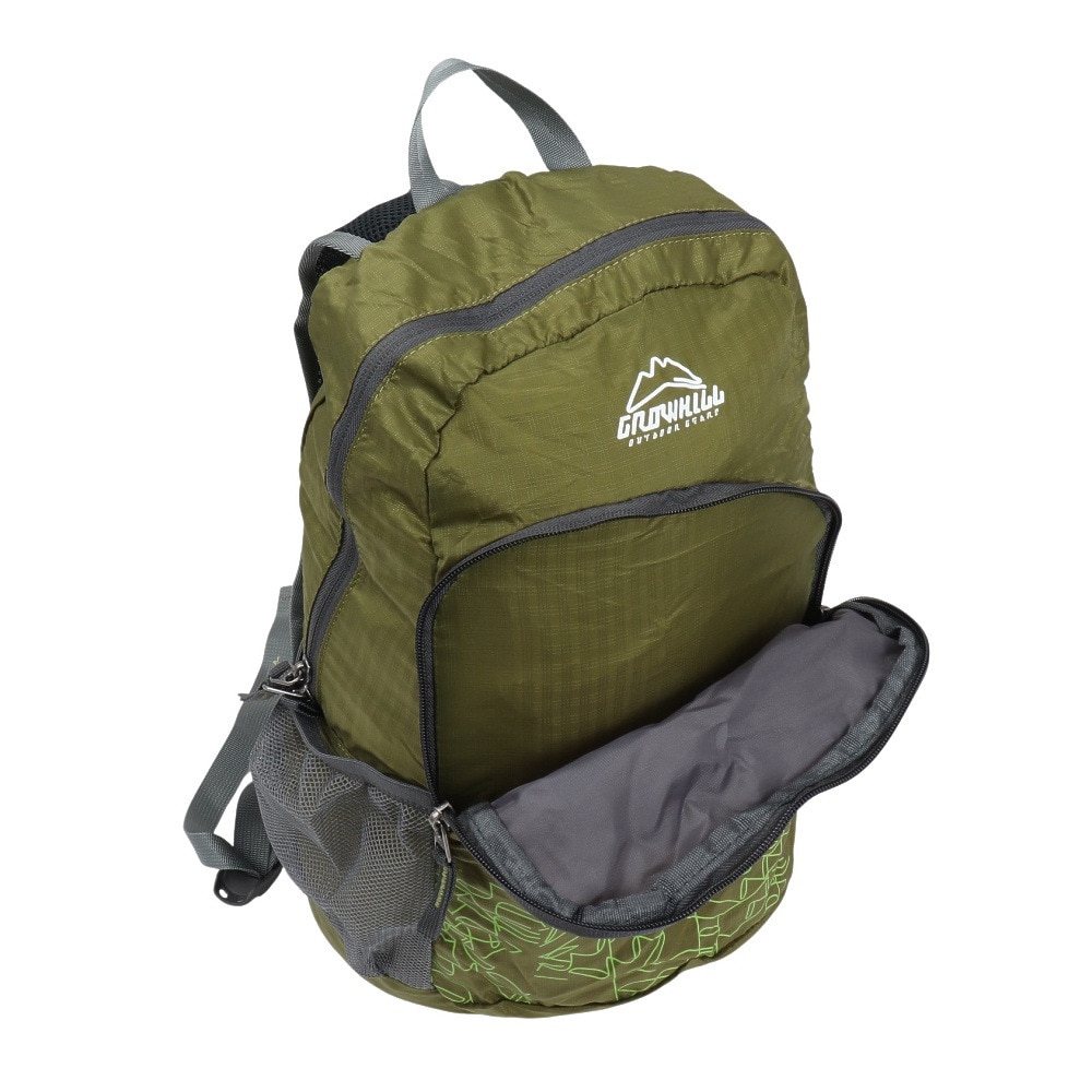 グローヒル（GROWHILL）（メンズ、レディース）バッグ バックパック リュック 折りたたみザック GTB-BP5001 GRN グリーン コンパクト収納 携帯用