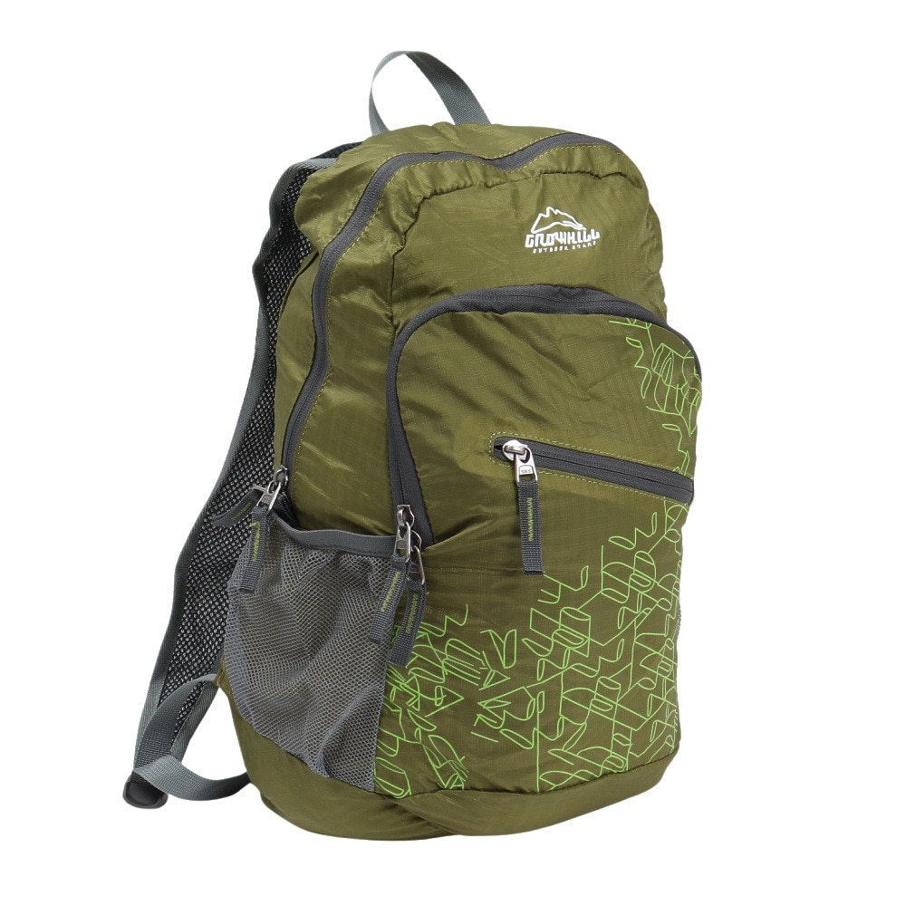 グローヒル（GROWHILL）（メンズ、レディース）バッグ バックパック リュック 折りたたみザック GTB-BP5001 GRN グリーン コンパクト収納 携帯用