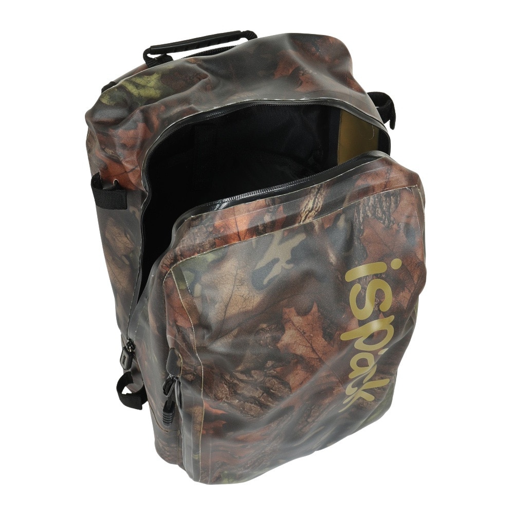 イスパック（ispack）（メンズ、レディース）トレッキングバッグ WP アドベンチャー IS-WP702 カモ/オレンジ チェアバッグ 防水バッグ  スツールバッグ