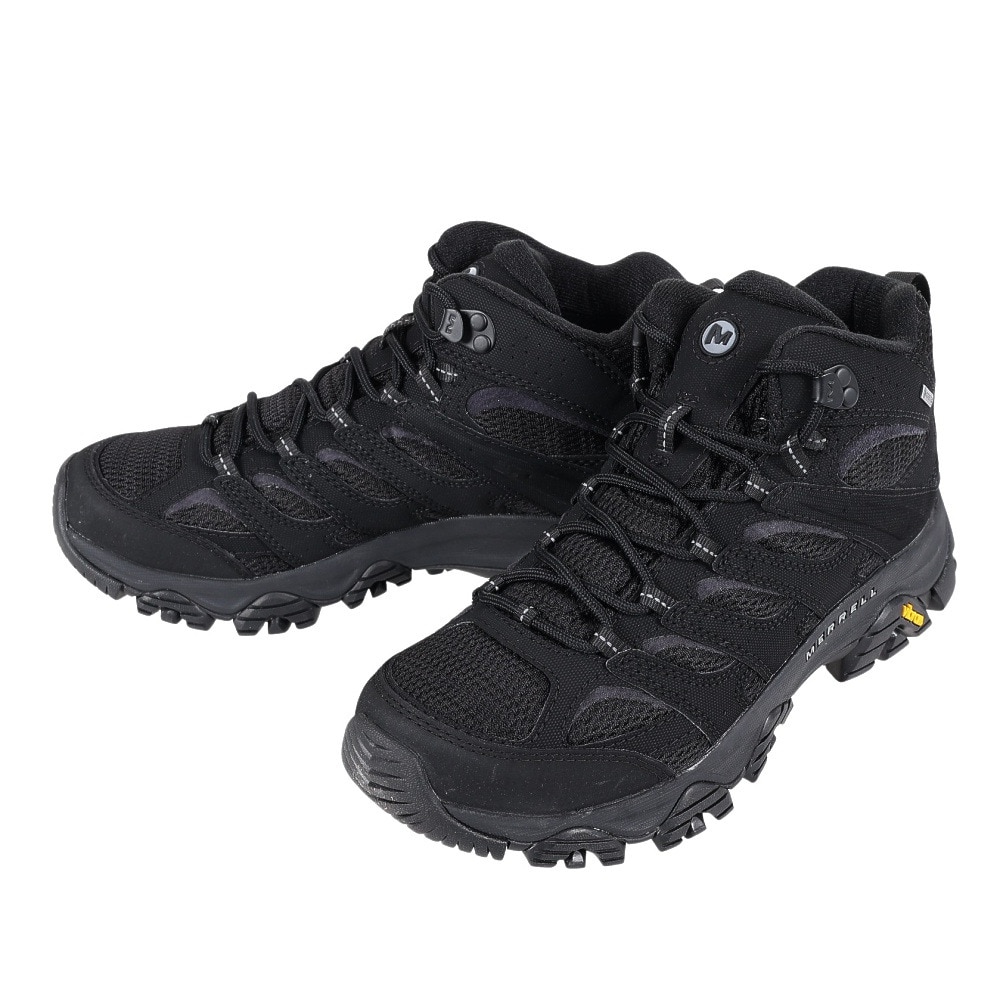 メレル（MERRELL）（メンズ）トレッキングシューズ ハイカット 登山靴 MOAB 3 SYNTHETIC MID ゴアテックス 500249 TRIPLE BLK ブラック ビブラムソール