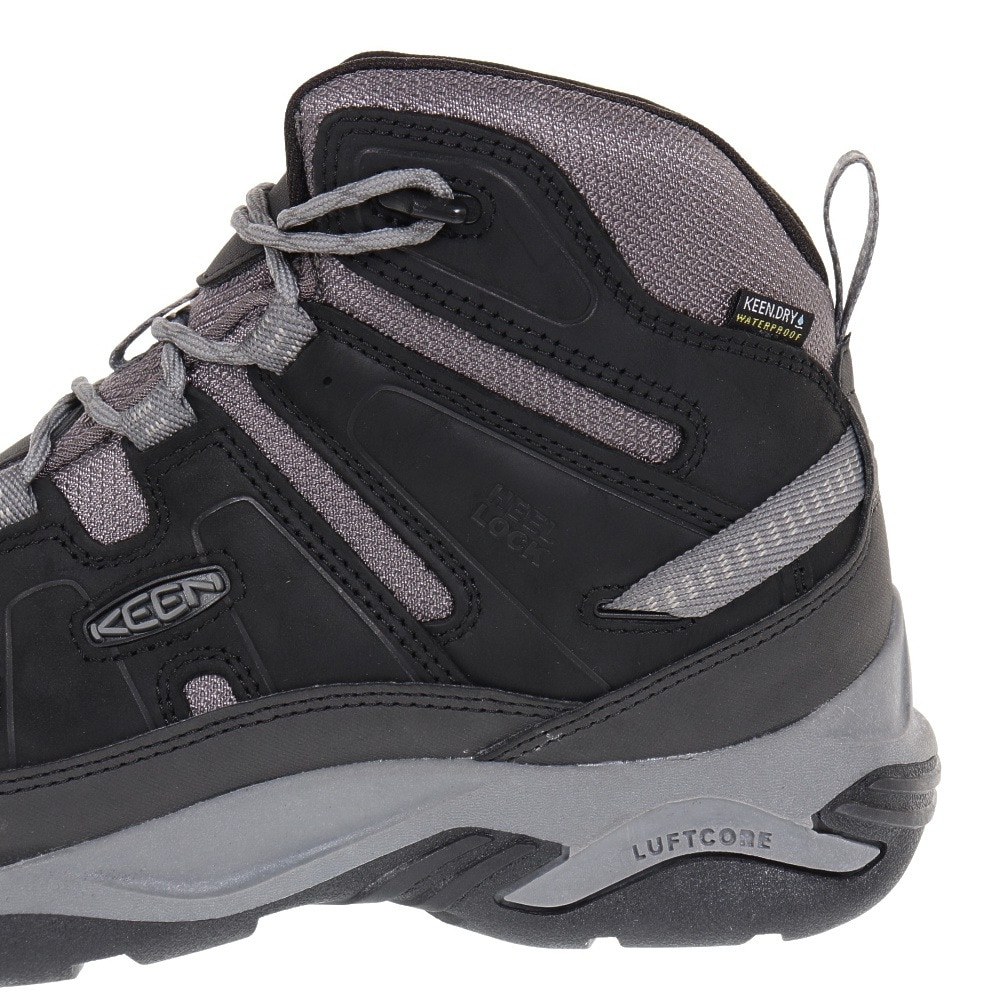 キーン（KEEN）（メンズ）トレッキングシューズ 登山靴 サーカディア ミッド ウォータープルーフ 防水ハイキングシューズ 1026768 ブラック