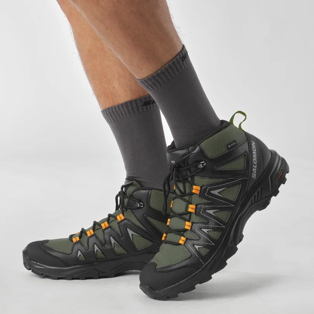 サロモン（SALOMON）（メンズ）トレッキングシューズ ハイカット 登山靴 X BRAZE MID ゴアテックス OLVN L47181000 カーキ