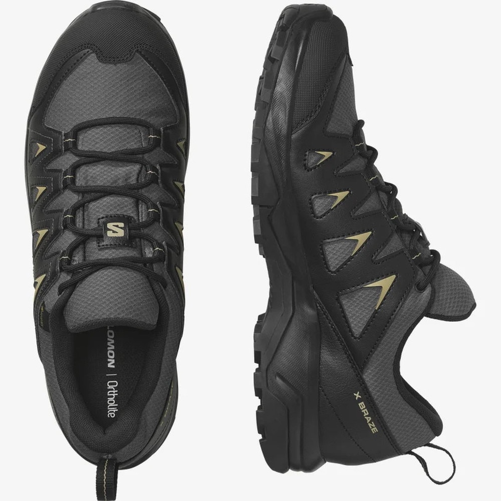 サロモン（SALOMON）（メンズ）ゴアテックス トレッキングシューズ ローカット 登山靴 防水 X BRAZE MGNT/BLA L47180500 グレー