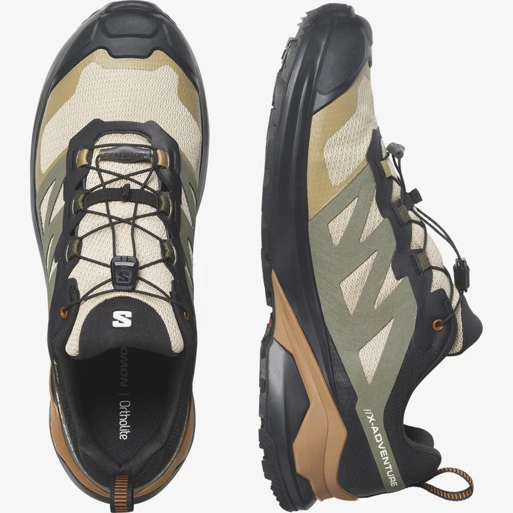 サロモン（SALOMON）（メンズ）トレッキングシューズ ローカット 登山靴 X-ADVENTURE ゴアテックス SAFAR L47321300  カーキ