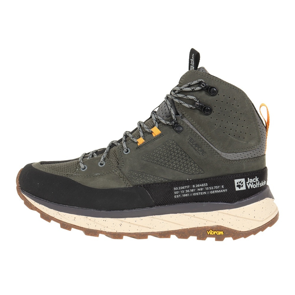 ジャックウルフスキン（JackWolfskin）（メンズ）トレッキングシューズ 登山靴 ハイカット TERRAQUEST TEXAPORE MID M 4056381-4143 カーキ 完全防水