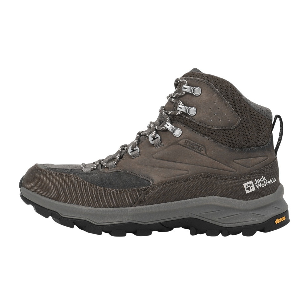 ジャックウルフスキン（JackWolfskin）（メンズ）トレッキングシューズ ハイカット 登山靴 サイロックステキサポール ミッド 4064301-5719 ブラウン 完全防水