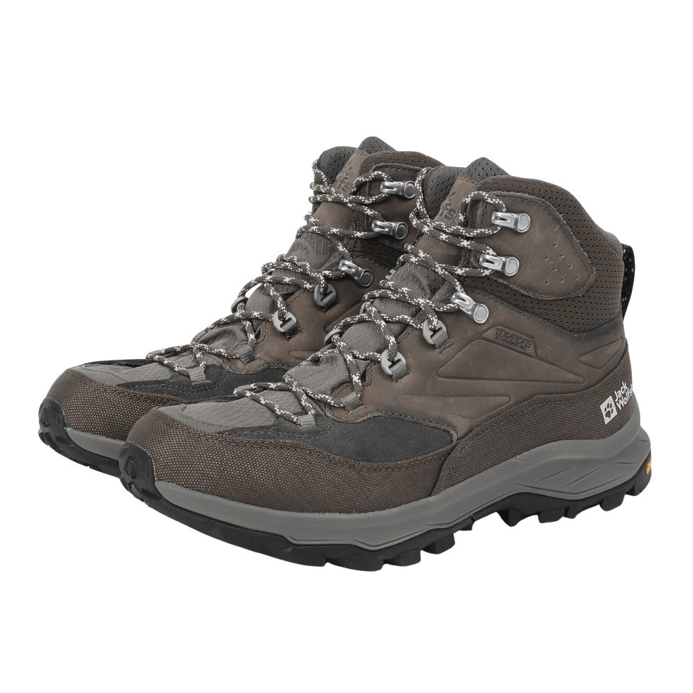 ジャックウルフスキン（JackWolfskin）（メンズ）トレッキングシューズ ハイカット 登山靴 サイロックステキサポール ミッド 4064301-5719 ブラウン 完全防水