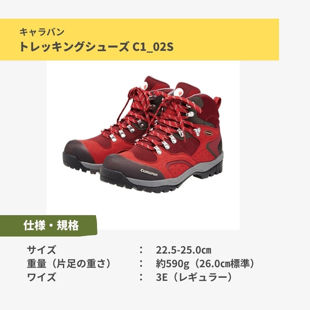 キャラバン（Caravan）（レディース）トレッキングシューズ ハイカット 登山靴 C1_02S 0010106-220 レッド ゴアテックス 防水 軽量 入門者 初心者