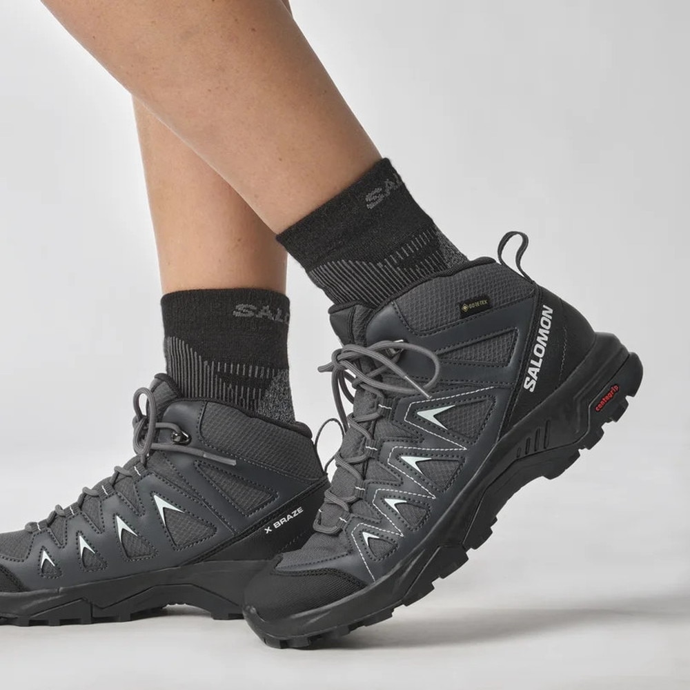 サロモン（SALOMON）（レディース）トレッキングシューズ ハイカット 登山靴 X BRAZE MID ゴアテックス W EB L47181100  グレー