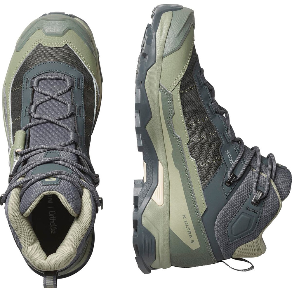サロモン（SALOMON）（レディース）ハイキングブーツ X ULTRA 5 MID GORE-TEX L47754600 グリーン