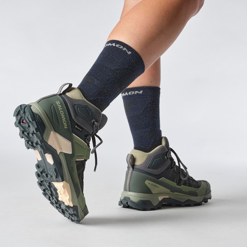サロモン（SALOMON）（レディース）ハイキングブーツ X ULTRA 5 MID GORE-TEX L47754600 グリーン