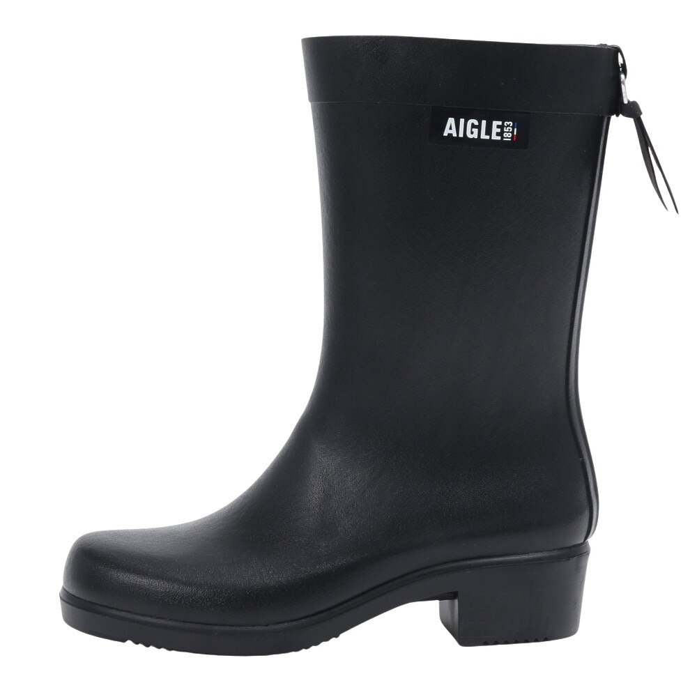 エーグル（AIGLE）（レディース）ミリカ ミッド ラバーブーツ ZZFNB67-001 ブラック レインブーツ 防水 耐久性 ハンドメイド