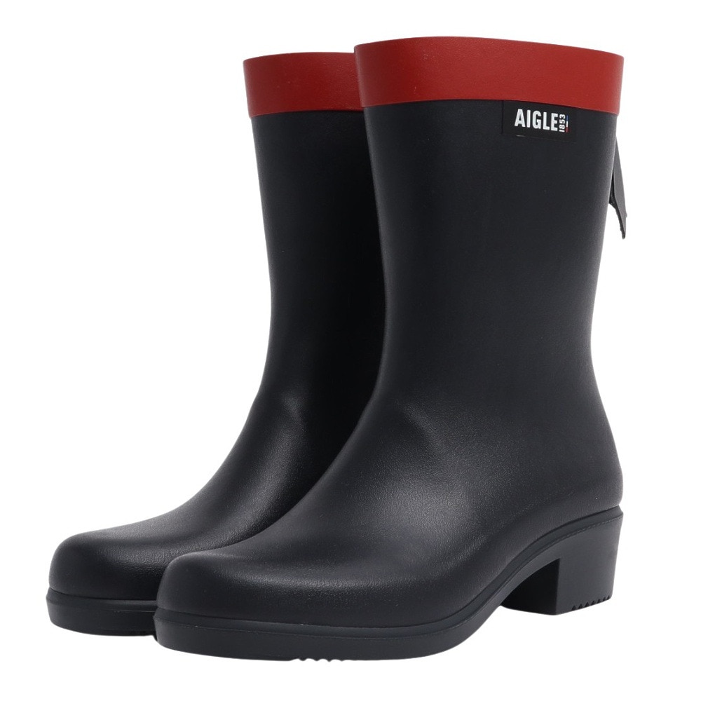 エーグル（AIGLE）（レディース）ミリカ ミッド ラバーブーツ ZZFNB67-002 ネイビー×レッド レインブーツ 防水 耐水 ハンドメイド