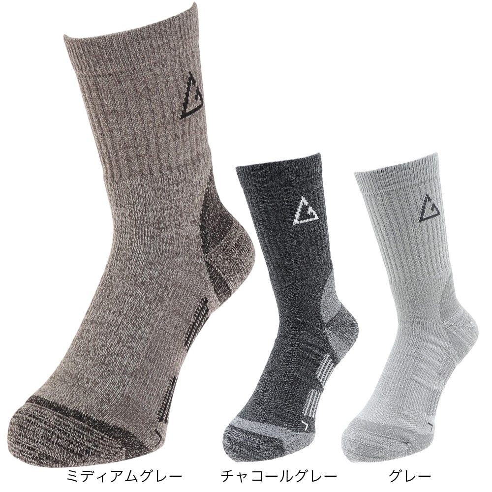 ロジャーエーガー（ROGEREGGER）（メンズ）ソックス 靴下 アクリルウール 中厚 ロークルー丈 RE2SKU570035GRY グレー