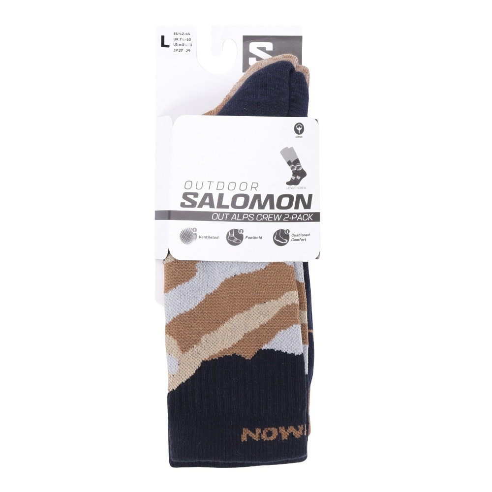 サロモン（SALOMON）（メンズ、レディース）トレッキング 靴下 2足組 OUT ALPS クルーソックス LC2261400