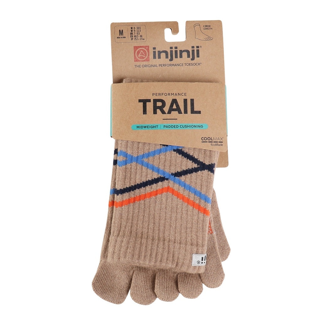 インジンジ（injinji）（メンズ、レディース）トレッキング ソックス 靴下 トレイル ミッドウェイト クルー 5本指タイプ 213170 グレイン