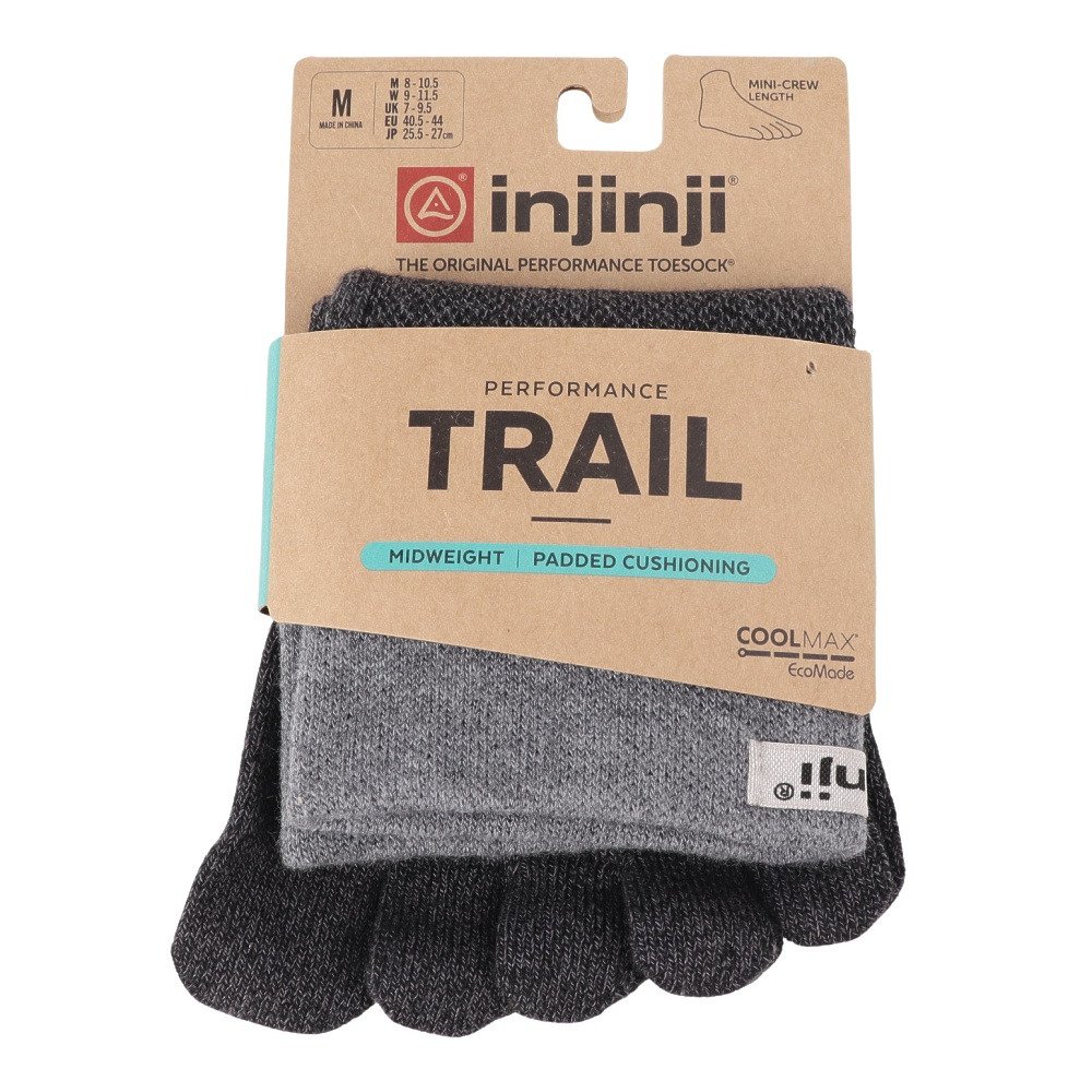 インジンジ（injinji）（メンズ、レディース）トレッキング ソックス 靴下 トレイルミッドウェイトミニクルー グラナイト 213130GR