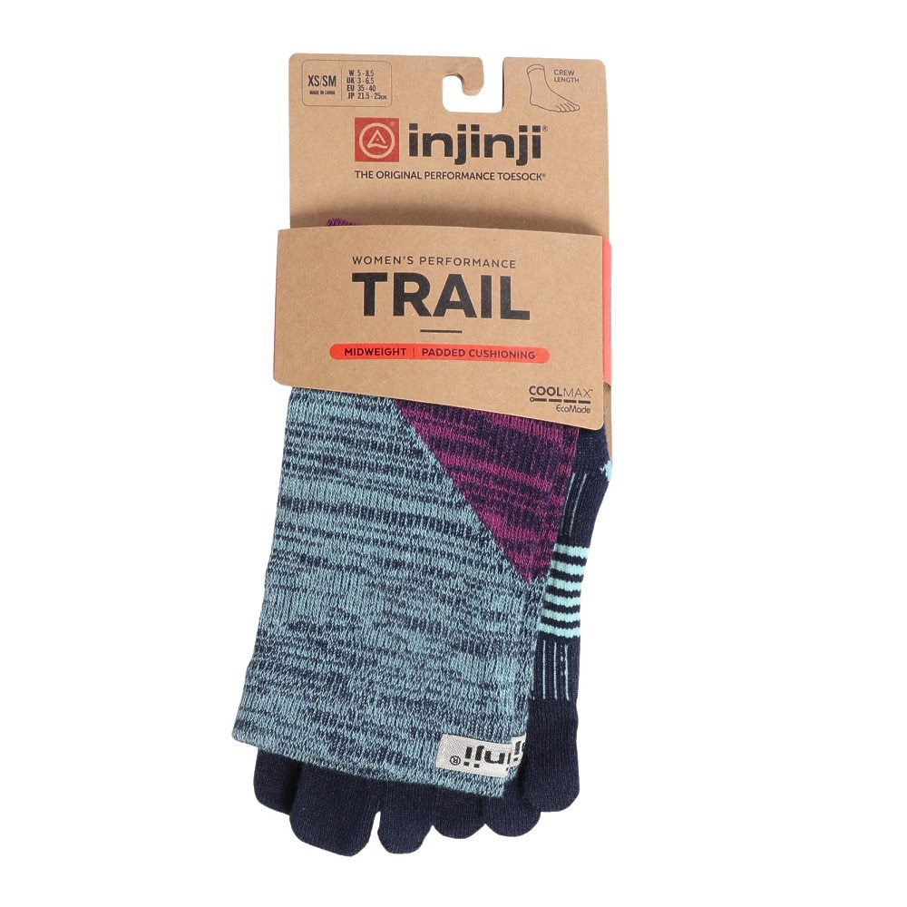 インジンジ（injinji）（レディース）トレッキング ソックス 靴下 トレイル ミッドウェイトクルー 5本指タイプ 213171 トワイ